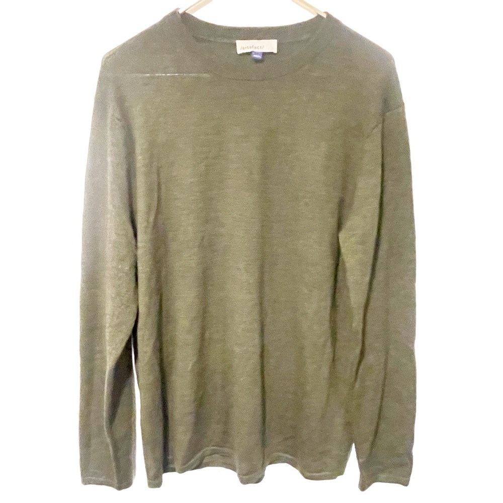 Artefact Mens Size Large Green‎ Merino Wool Crewneck Sweater